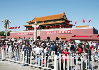 Tourists in Tiananmen Square during the National Day